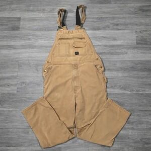 Vintage KEY Industries Mens Brown Cotton Duck Canvas Bib Overall Workwear 40x34